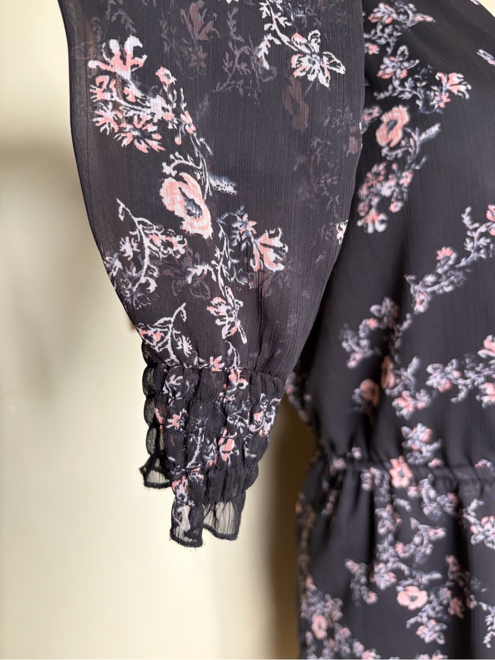 Mossimo Supply Co. Black Floral Long-Sleeve Shorts Romper Size L Cottagecore - Picture 7 of 16